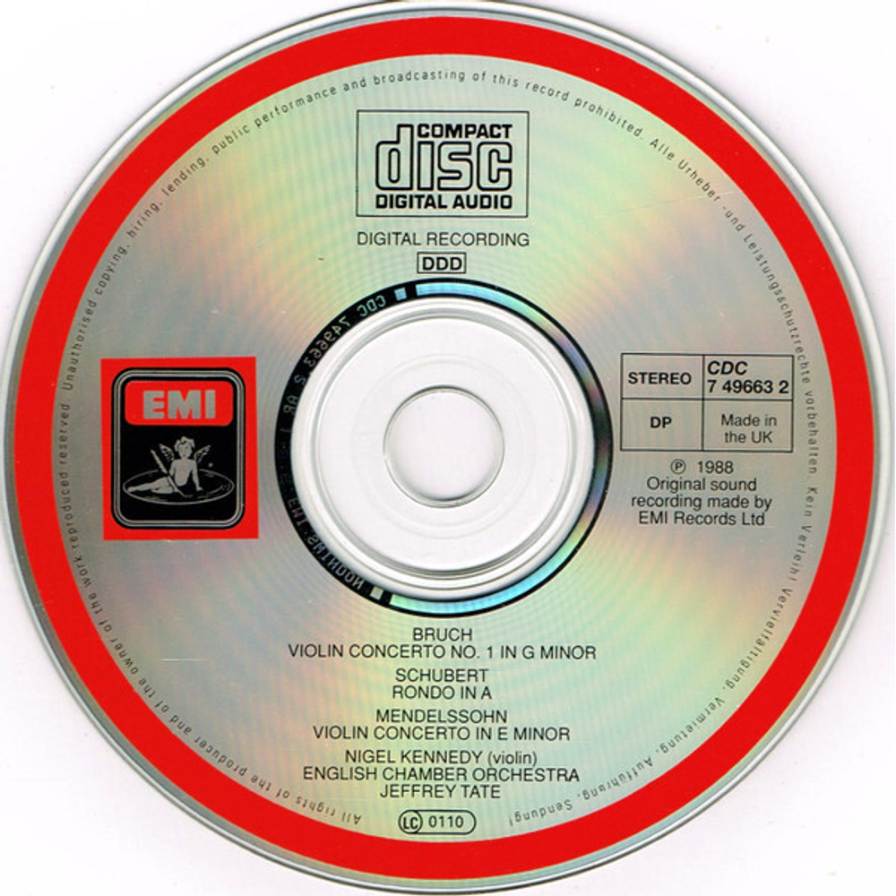 Nigel Kennedy, Jeffrey Tate, English Chamber Orchestra / Mendelssohn: Violin Concerto In E Minor, Bruch: Violin Concerto No. 1 In G Minor, Schubert: Rondo In A (CD)