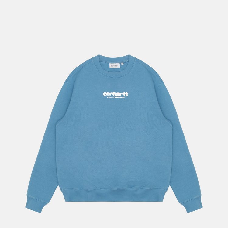 Толстовка мужская Carhartt WIP Ink Bleed Sweatshirt  артикул:I032866_vancouver_blue_white - купить в магазине Дайс