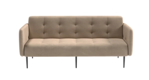 Monaco диван-кровать прямой с подлокотниками, трехместный, бархат бежевый 5