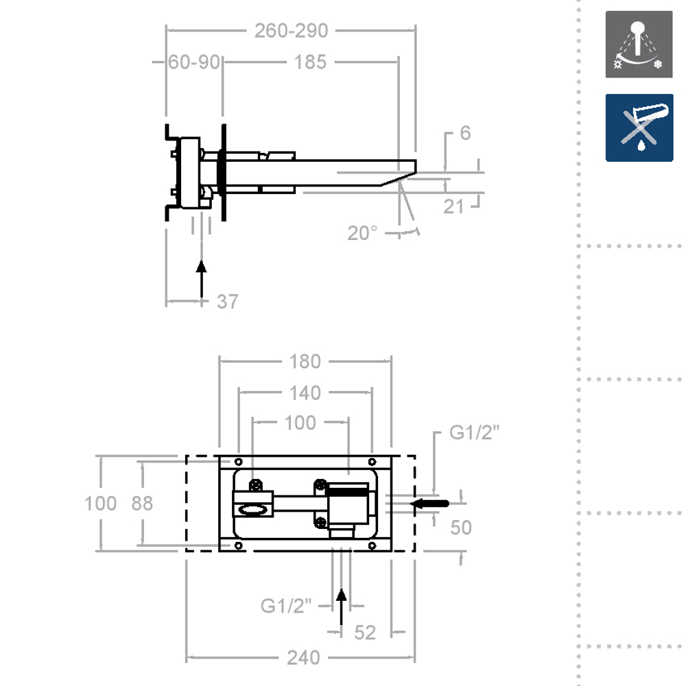 Встраиваемый смеситель для раковины KUATRO 4720