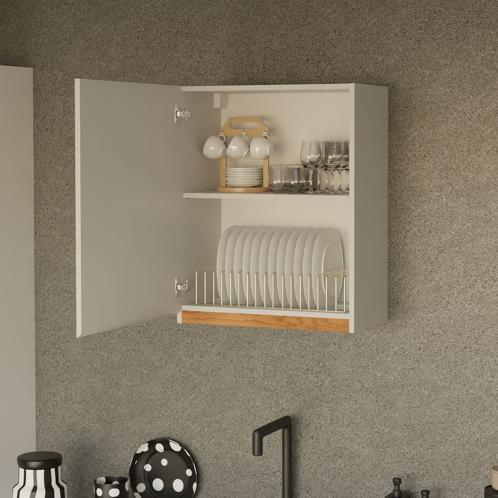 Кухня Валенсия 260 см со столешницей (8 модулей) / белый ЛДСП, массив дуба