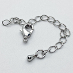 Замок-карабин с удлинителем, цвет серебро, размер 12 мм, цепочка 70 мм, цена за 1 шт