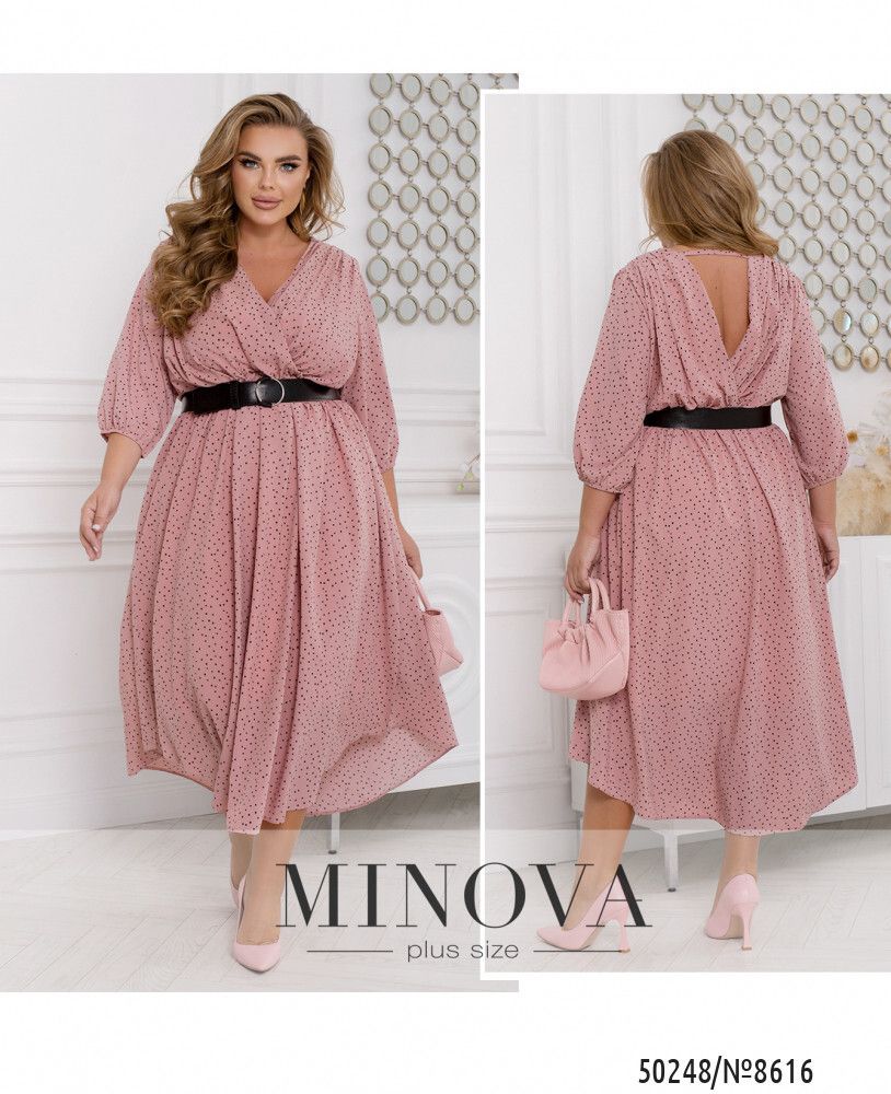 Платье 8616-пудра горошек Minova Платье 8616-пудра горошек Minova