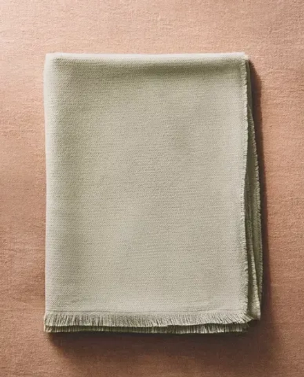 ZARA HOME ПЛЕД С БАХРОМОЙ, ЗЕЛЕНЫЙ