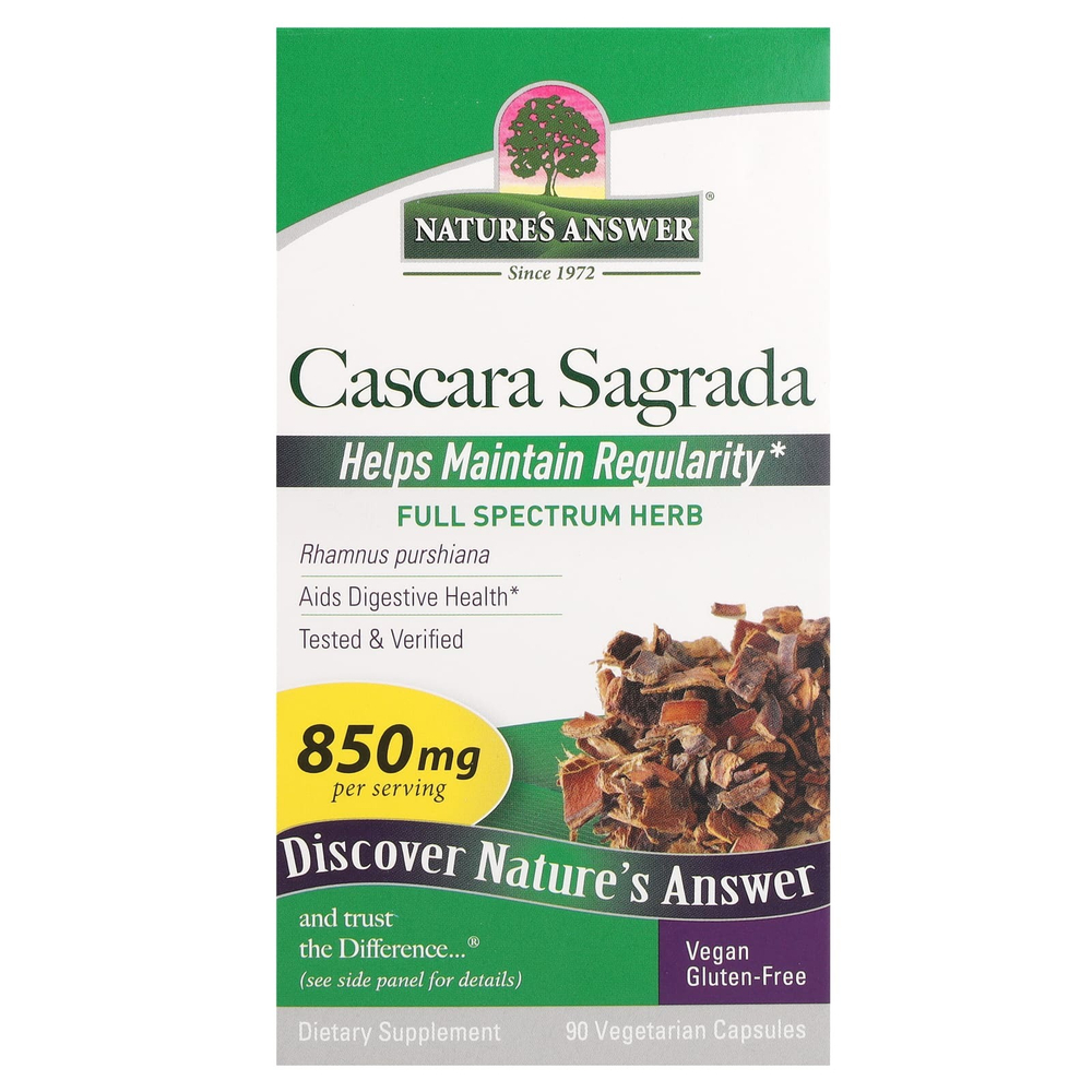 Nature's Answer, каскара, 90 вегетарианских капсул (425 мг в 1 капсуле)