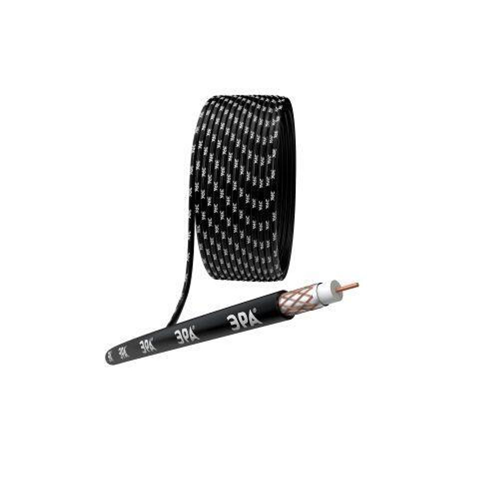 Кабель коаксиальный RG-6U 75 Ом Cu/(оплетка Cu 64%) PE черн. (уп.100м) Эра Б0044604