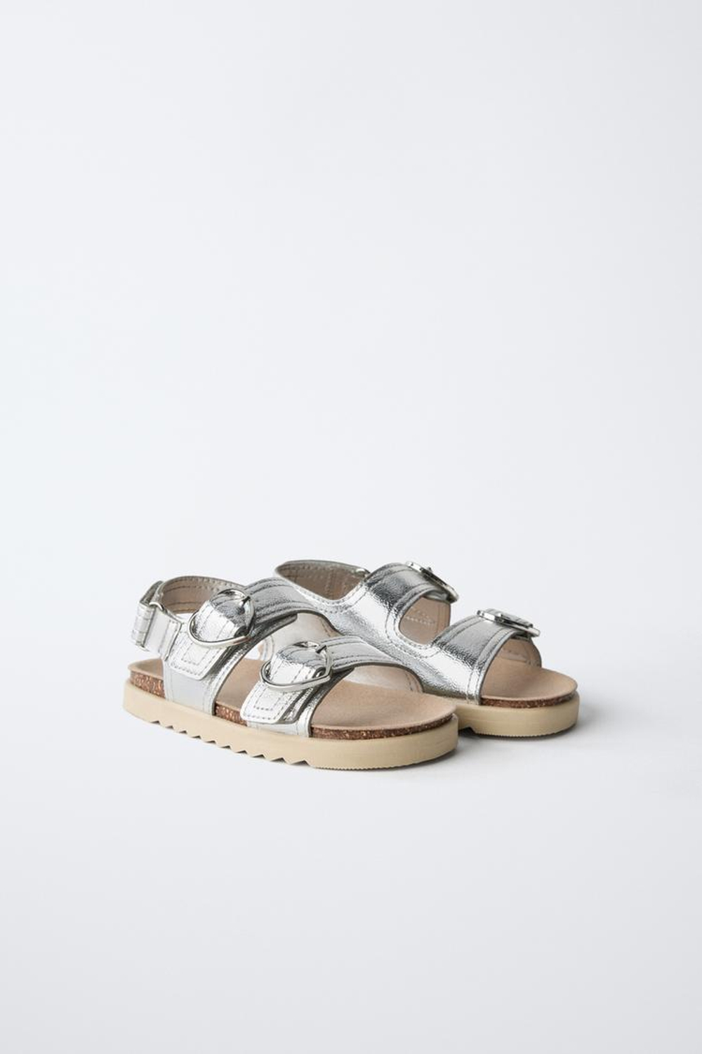 ZARA САНДАЛИИ С ПРЯЖКАМИ «СЕРДЦА», СЕРЕБРИСТЫЙ