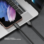 Дата-кабель Silk USB - Type-C, 1,2м, 66Вт, 6А, черный, Без заводской упаковки