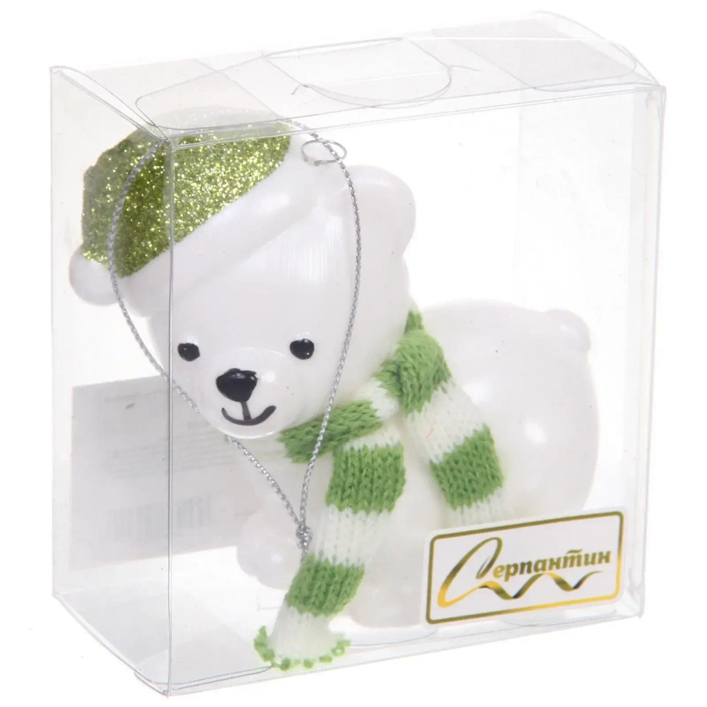 Елочная игрушка «Милый мишка» 8*4*9 см, Салатовый