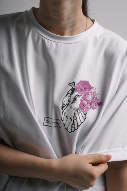 Футболка сердце с цветами