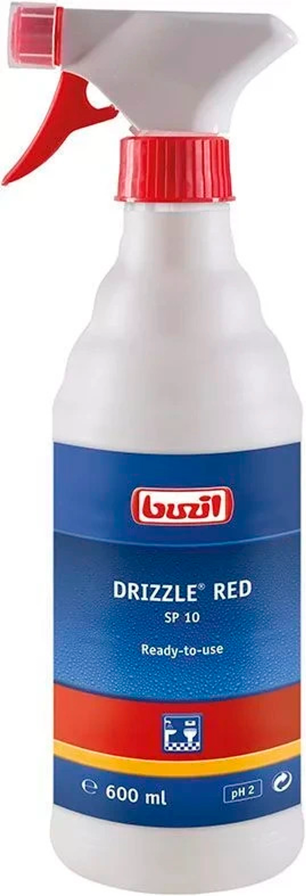 Drizzle Red, готовое моющее средство для ухода за хромированными поверхностями, Buzil 600 мл.