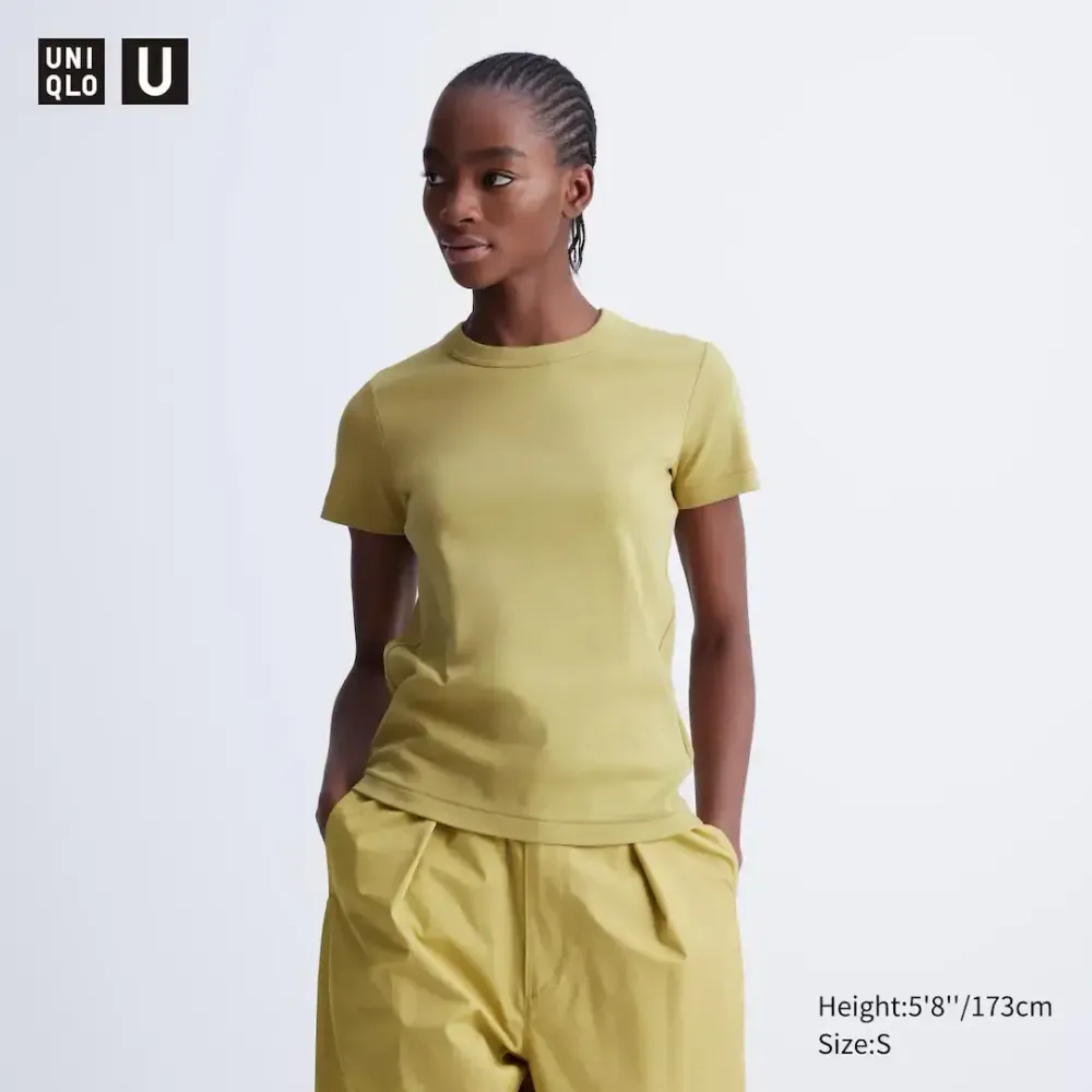 UNIQLO ФУТБОЛКА С КРУГЛЫМ ВЫРЕЗОМ, ЖЕЛТЫЙ