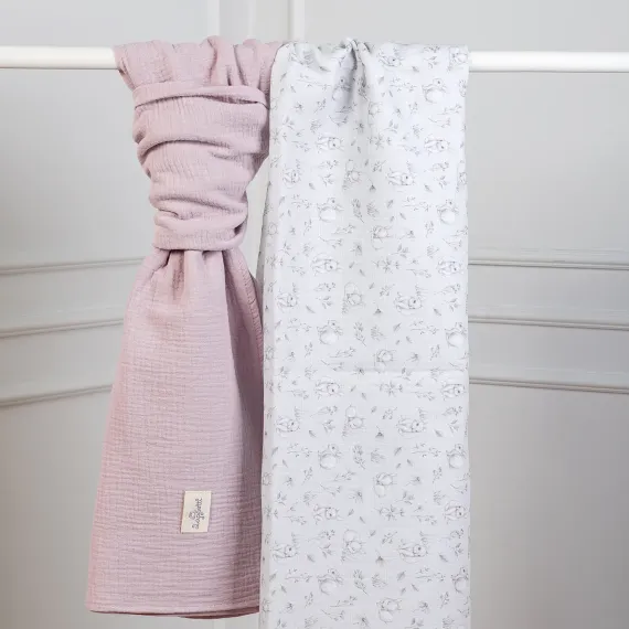 Набор муслиновых пеленок Lollycottons Кролик Лаппин, Розовый