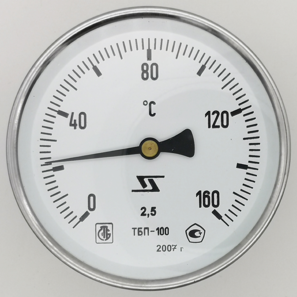 Термометр биметаллический осевой ТБП-100 (0+160), 42 мм,G 1/2, 2.5%