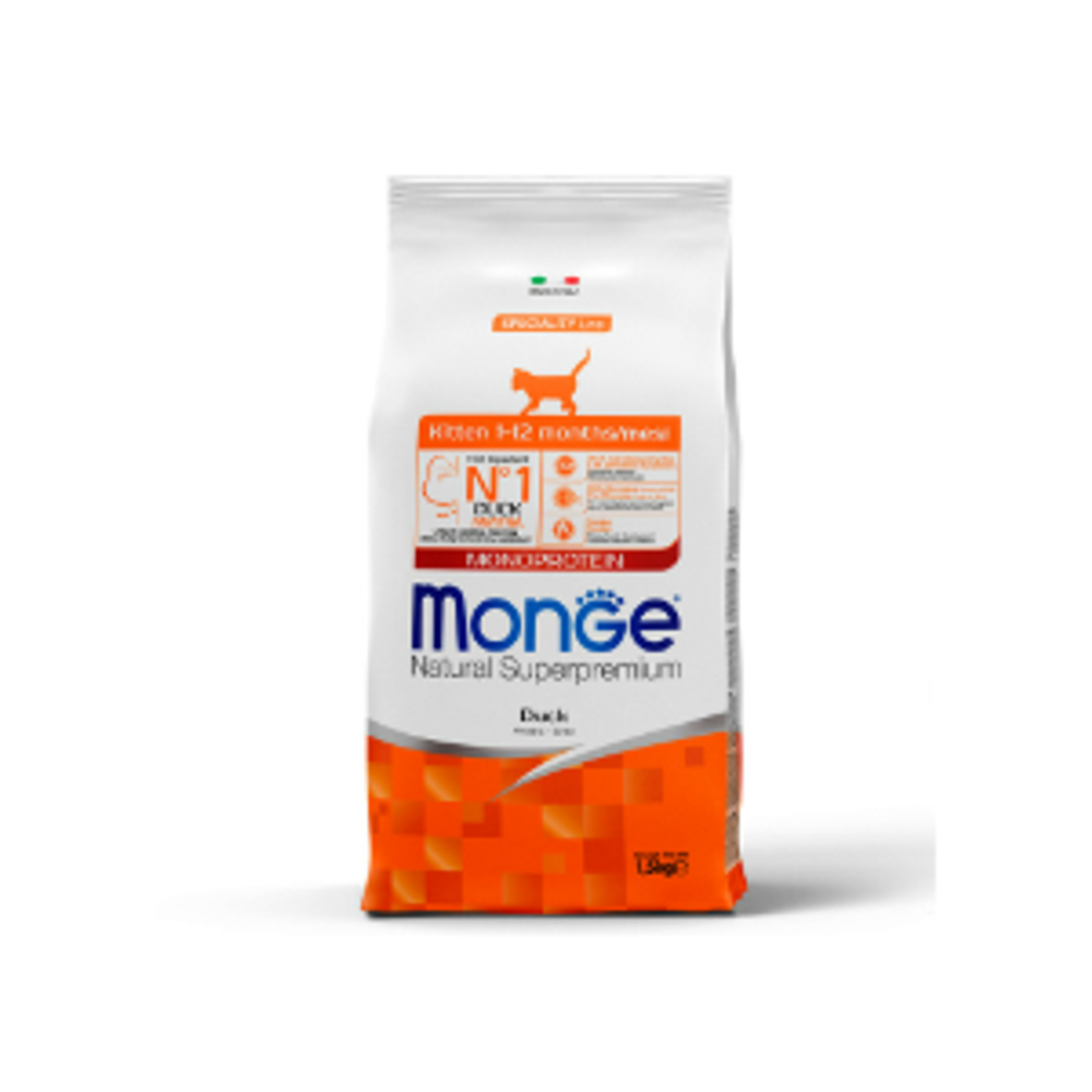 Сухой корм для котят и беременных кошек из утки Monge Cat Speciality Line Monoprotein 1,5кг