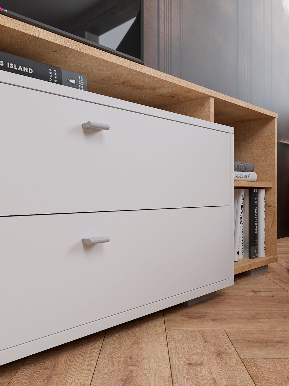 Комод "Ланс" К202 (дуб бунратти/белый), ДСВ Мебель