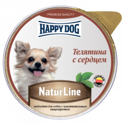 Happy Dog консервы для собак с телятиной и сердем 125 г паштет (ал.баночка) (Россия) Natur Line