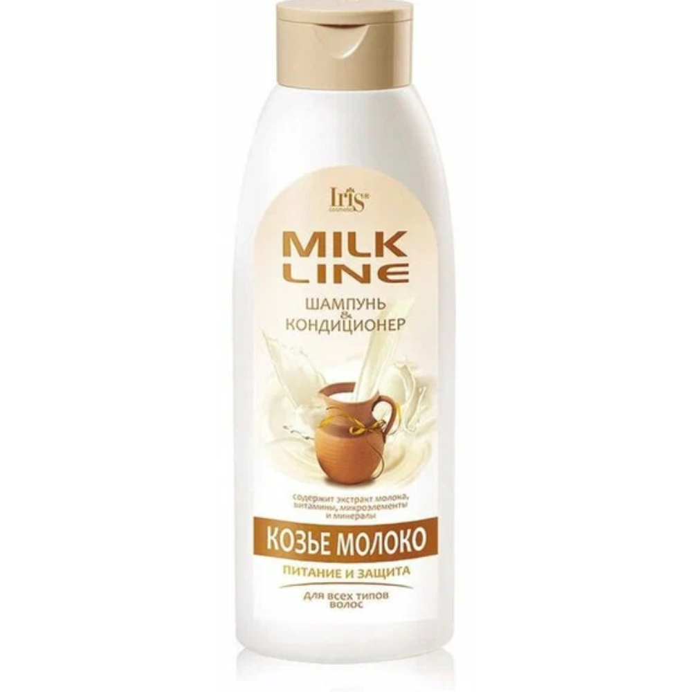 Шампунь-Кондиционер IRIS Milk Line Козье Молоко Питание и Защита 1000 мл.