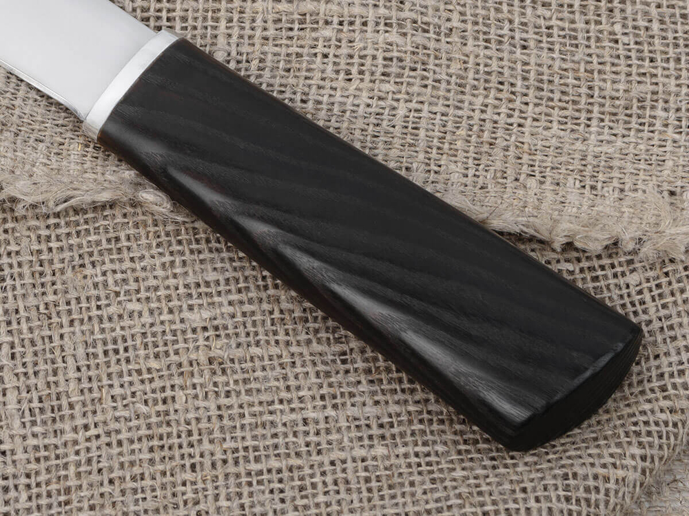 Якутский нож, сталь Х12МФ, рукоять черный мореный ясень, кованый дол