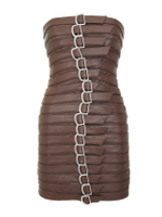 Платье мини без рукавов с ремнями, коричневый