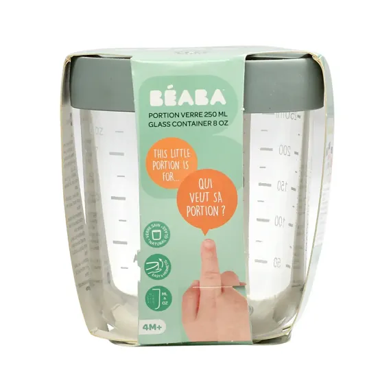 Стеклянный контейнер Beaba Glass Portion Jar 250 ml Eucalyptus