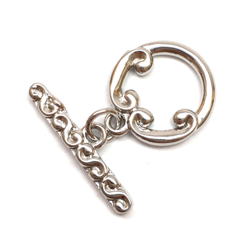 Замок тогл для украшений 16х14 мм, родий