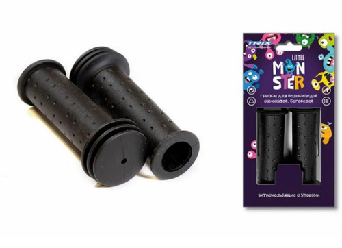Грипсы TRIX Little Monster для детских велосипедов, резиновые, 102мм, антискользящие с упорами, черные (100)