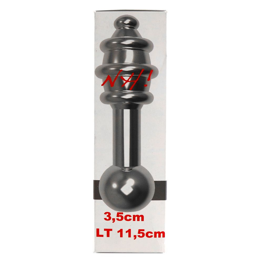 Ребристая анальная пробка NH T1 с вибрацией - 11,5 см. (Цвет: серебро)