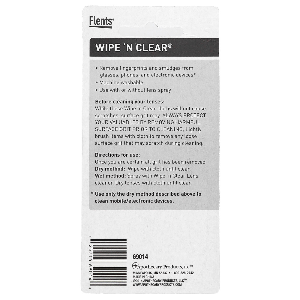 Flents, Wipe 'N Clear, текстурированная салфетка для линз, 1 шт.