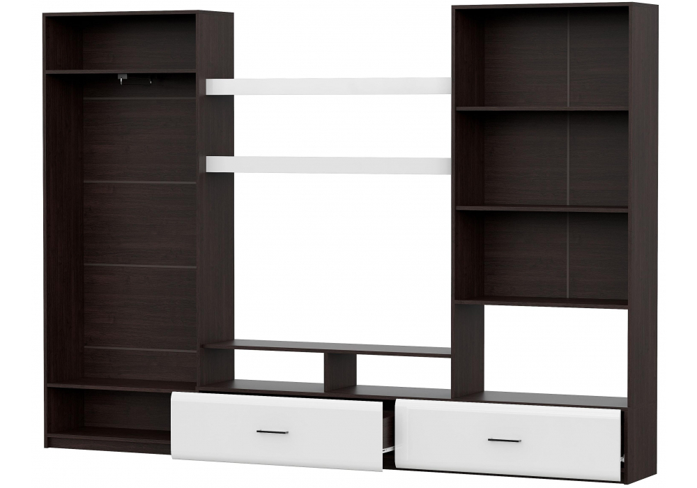 Готовая гостиная Woodville Jimenez дуб венге, белый глянец