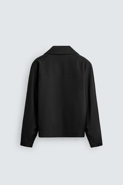 ZARA КУРТКА-РУБАШКА ИЗ РЕЛЬЕФНОГО ТВИЛА, ЧЕРНЫЙ