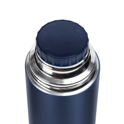 Термос Relaxika 101 (1 литр), темно-синий (стикерпак "7 вершин")