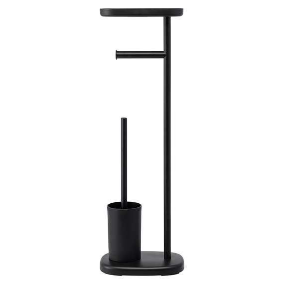 Держатель для туалетной бумаги с полочкой и ершиком slim, черный