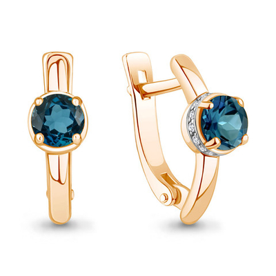 942917к Серьги из Золота с бриллиантами, топазами лондон блю из коллекции "Breeze"