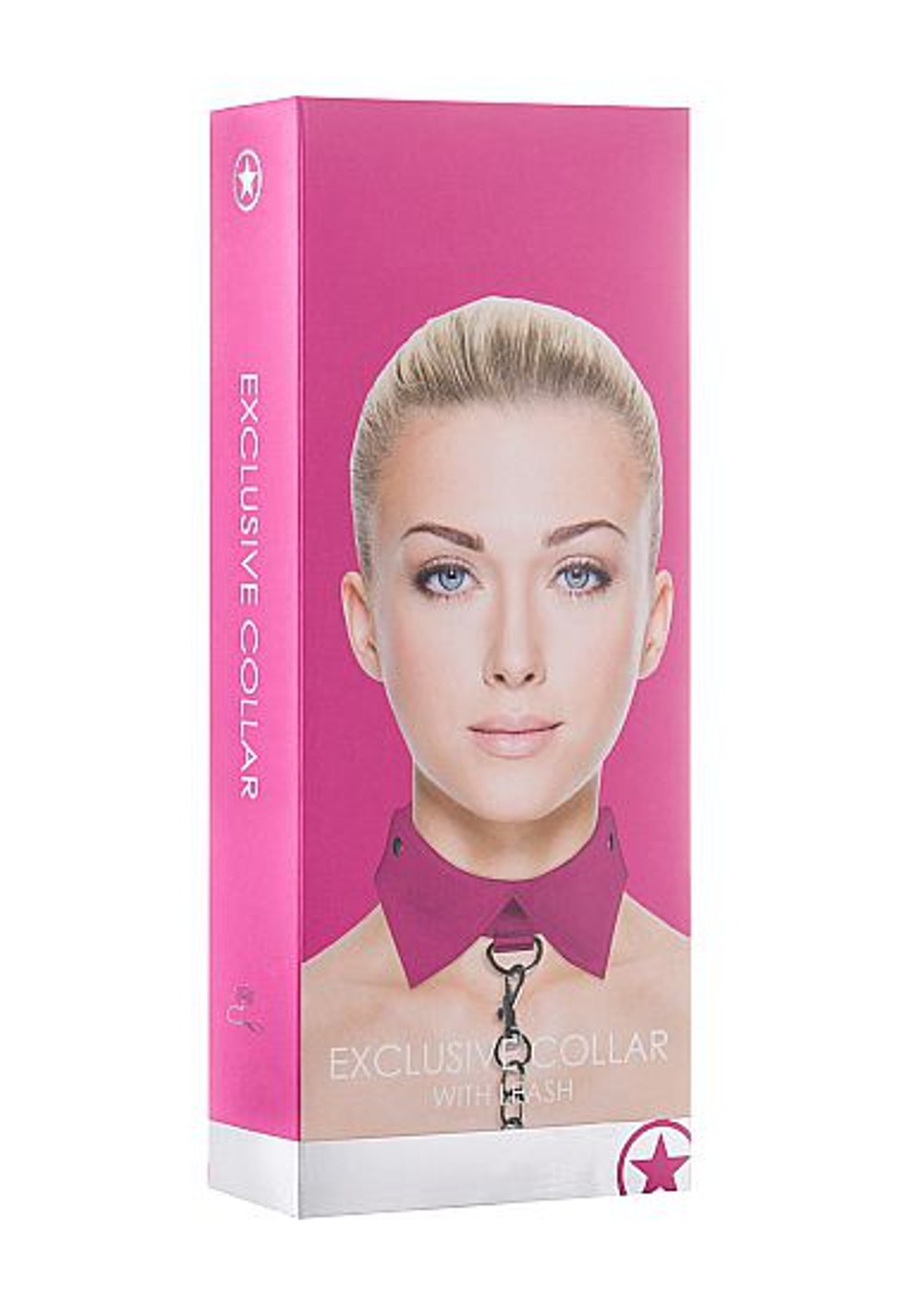 Розовый кожаный воротник с поводком (Цвет: розовый)