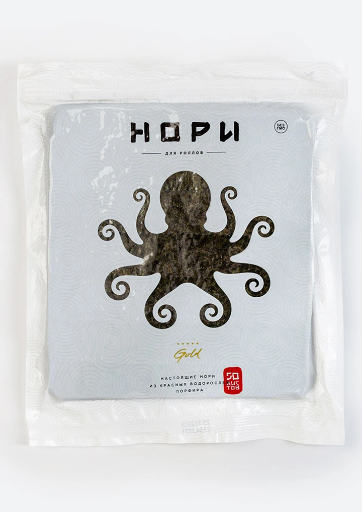 Настоящие Нори для ролов из красных водорослей порфира Gold п/упак 10 листов 25 г