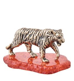 Народные промыслы AM-3976 Фигурка «Тигр Шер-Хан» (латунь, янтарь)