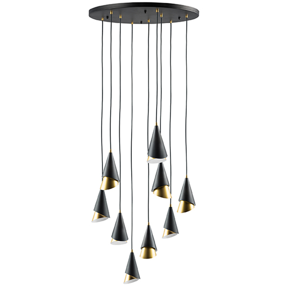 757090 Люстра CONE 9х40W E14 ЧЕРНЫЙ /ЗОЛОТО