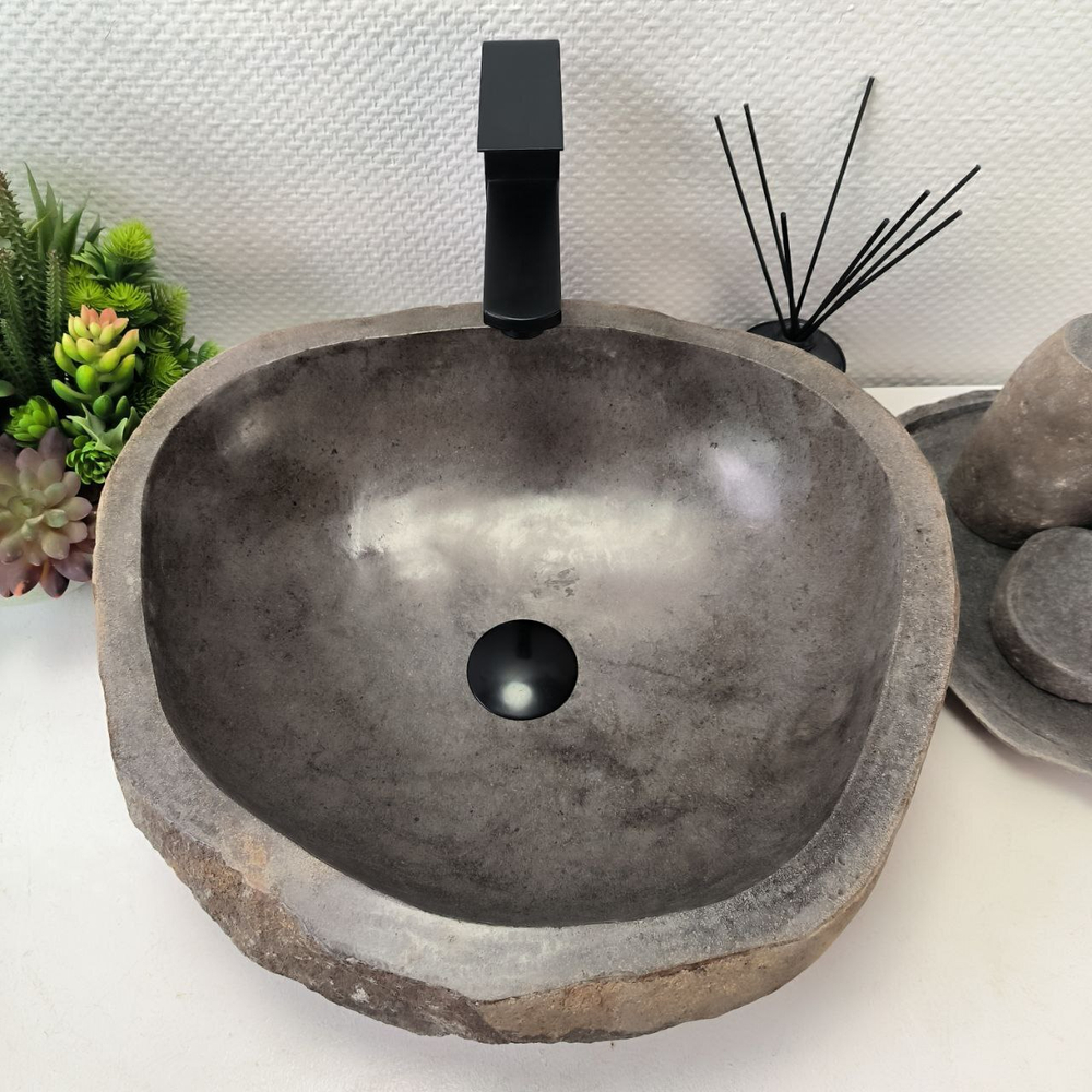 Раковина из речного камня RS-63623 (46*42*15) 0122