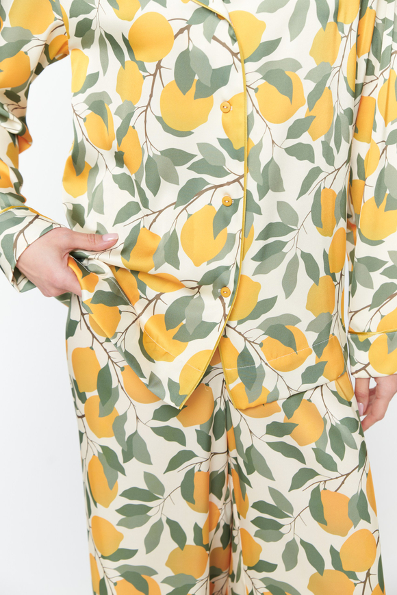 Шелковая пижама с лимонами - M размер