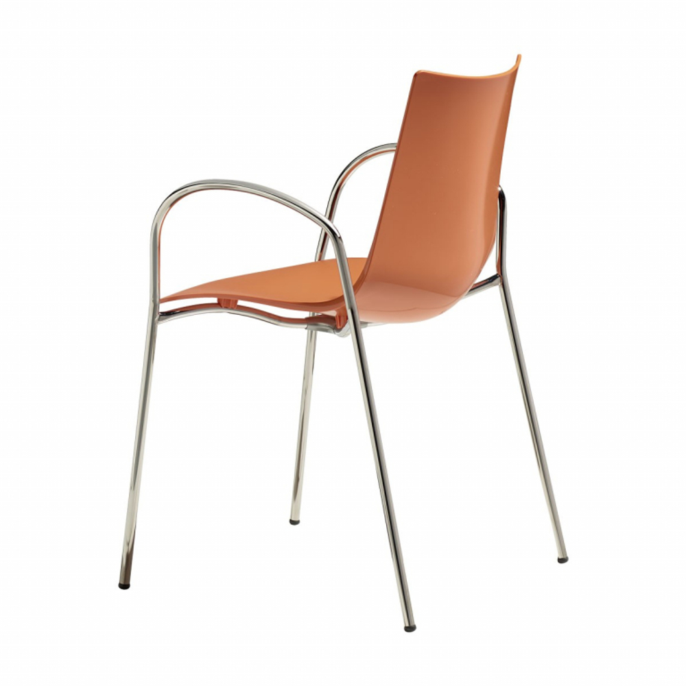 Кресло пластиковое Scab Design Zebra Technopolymer, хром, оранжевый
