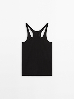 Massimo Dutti Топ из 100% хлопка с бретелями, черный