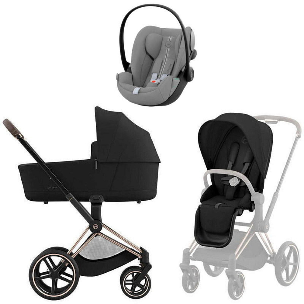 Коляска Cybex Priam IV Rosegold complete Cloud G Stone Grey Plus Base G 3 в 1 Sepia Black