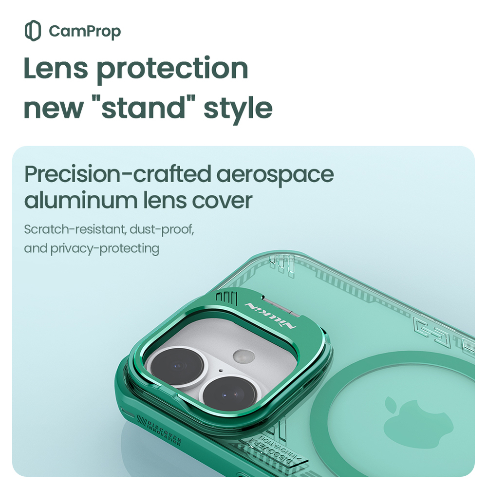 Чехол тонированный зеленый с MagSafe на iPhone 16, серия Iceblade Prop Magnetic (версия с открытой камерой) от Nillkin