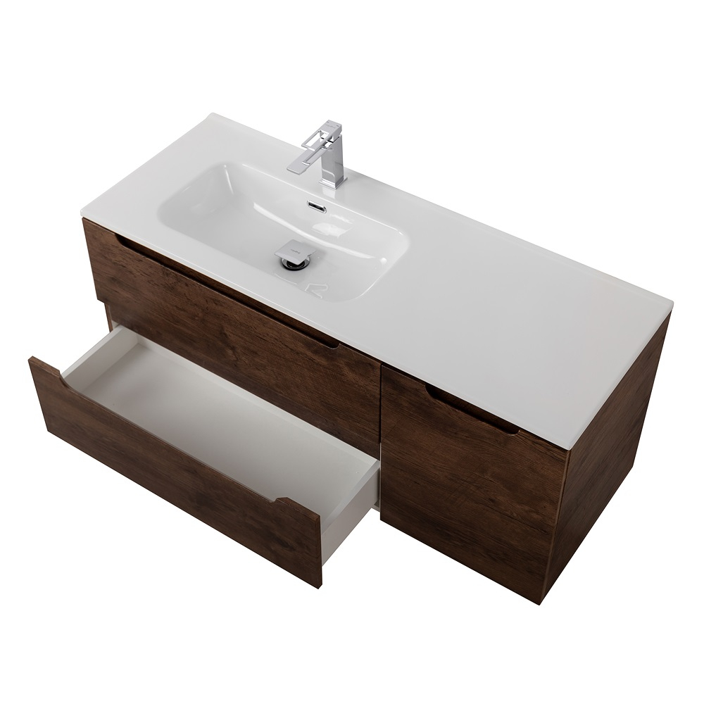 Подвесная тумба с раковиной BelBagno ETNA 120 Rovere Moro левая, ETNA-1200-2C-1A-SO-RW-L + BB1200ETL-L