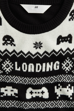 H&M Жаккардовый вязаный свитер, черный