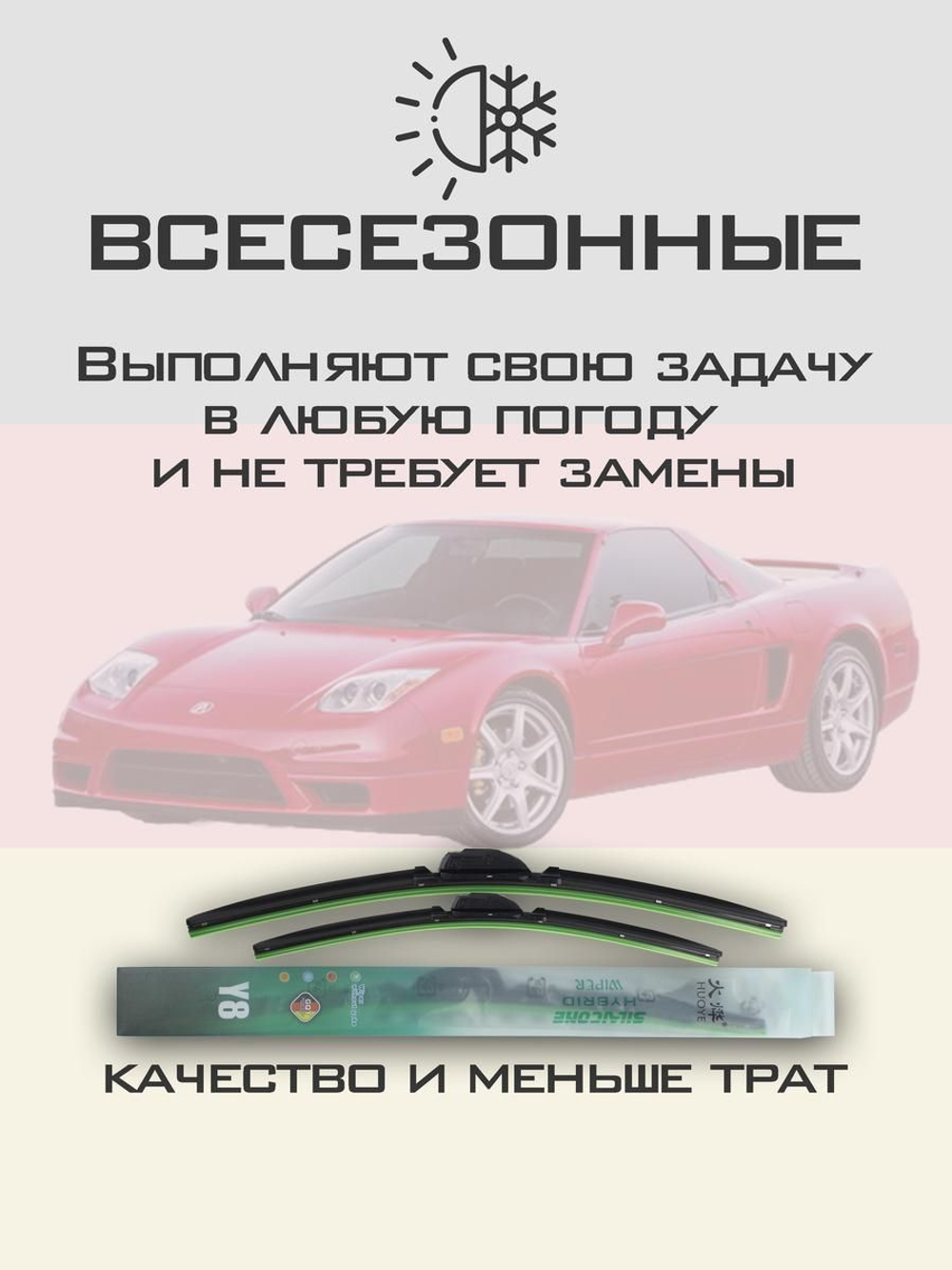 Щетки стеклоочистителя HUOYE Y8 550/550 мм на Acura NSX | Hook/J-Hook