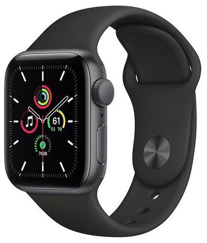 Часы Apple Watch SE GPS 40mm Aluminum Case with Sport Band Серый космос/черный (MYDP2RU/A)