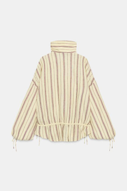ZARA ЛЬНЯНАЯ КУРТКА В ПОЛОСКУ, ЖЕЛТЫЙ