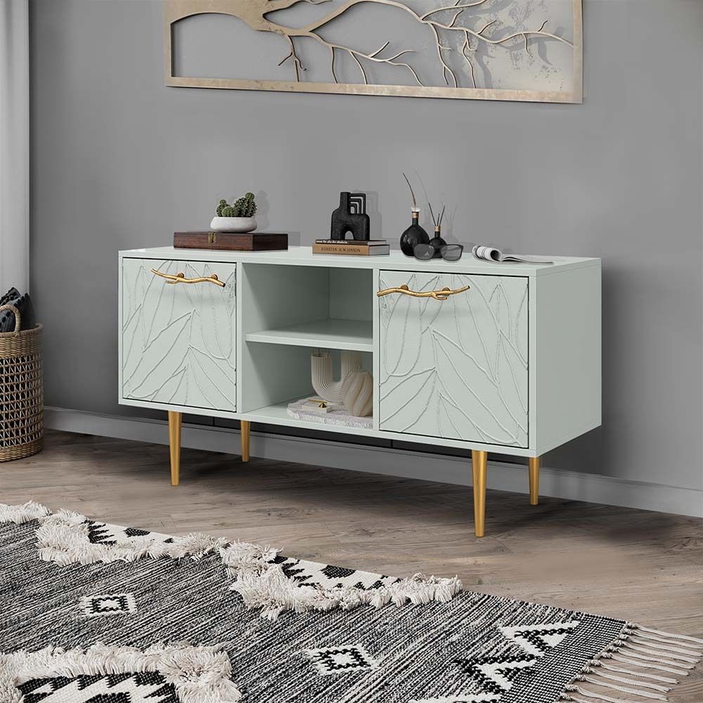 Тумба под ТВ Арт Колор leaves 117см Стайл Голд Серый дым